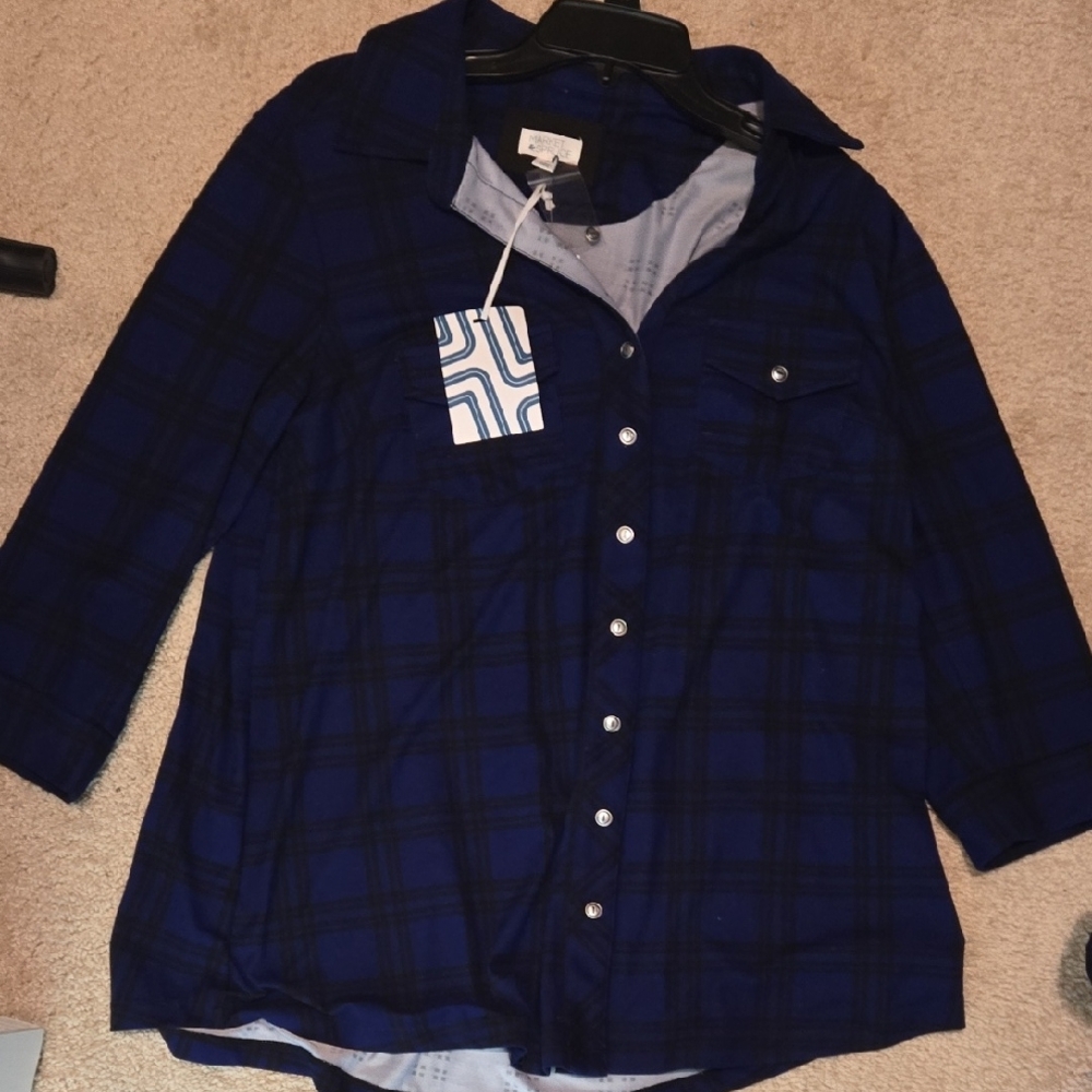 Blue Plaid Button-Up Shirt